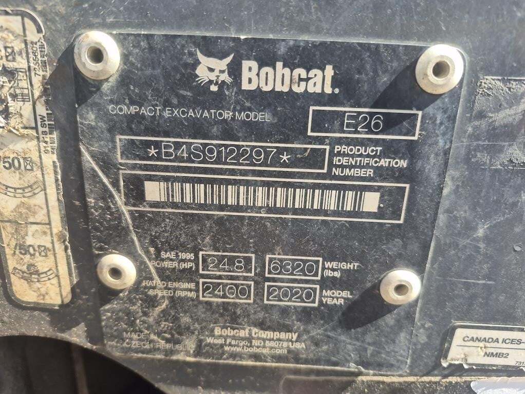 2020 Bobcat E26 Mini Excavator