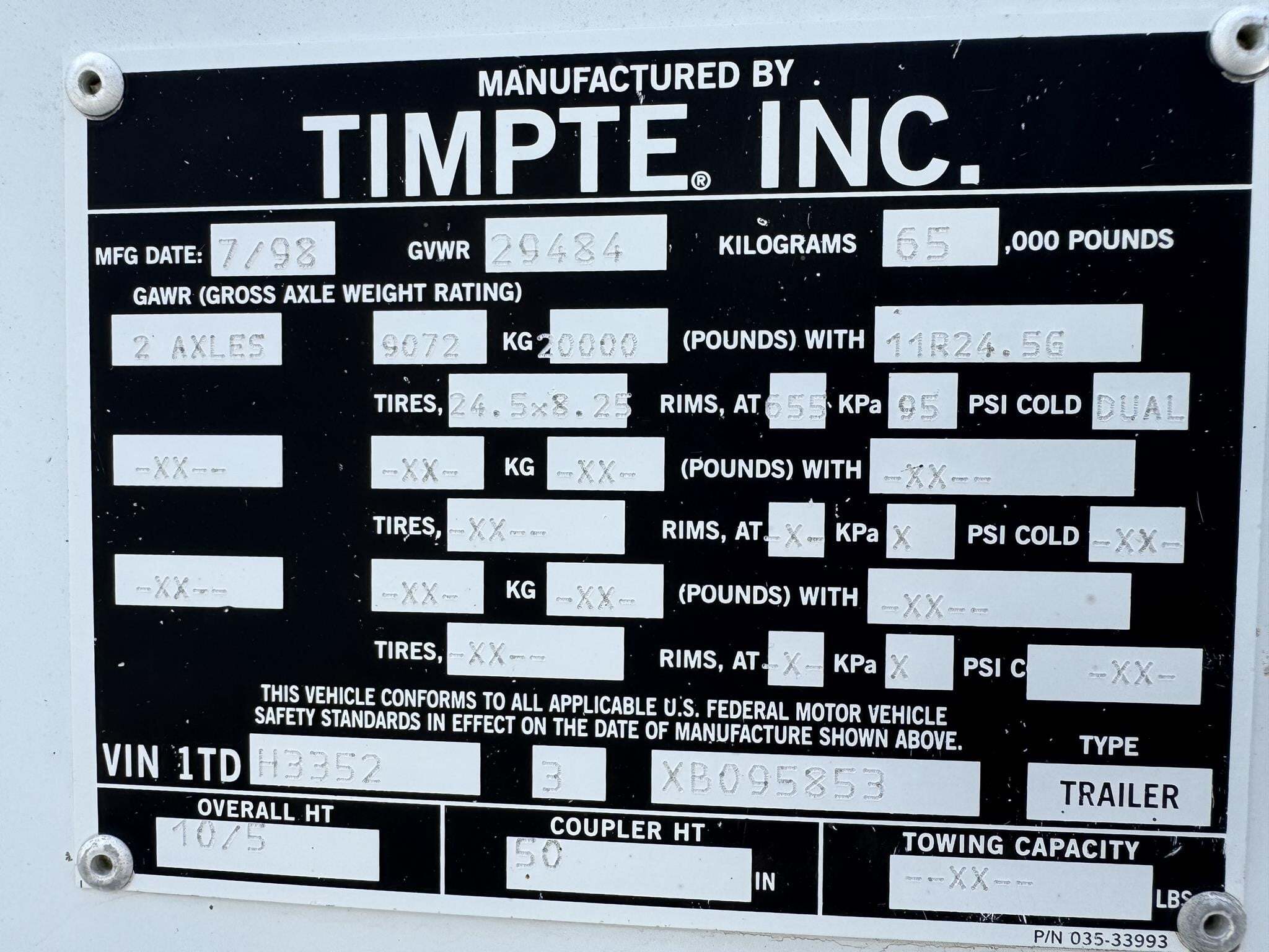 1998 Timpte Super Hopper Grain Trailer