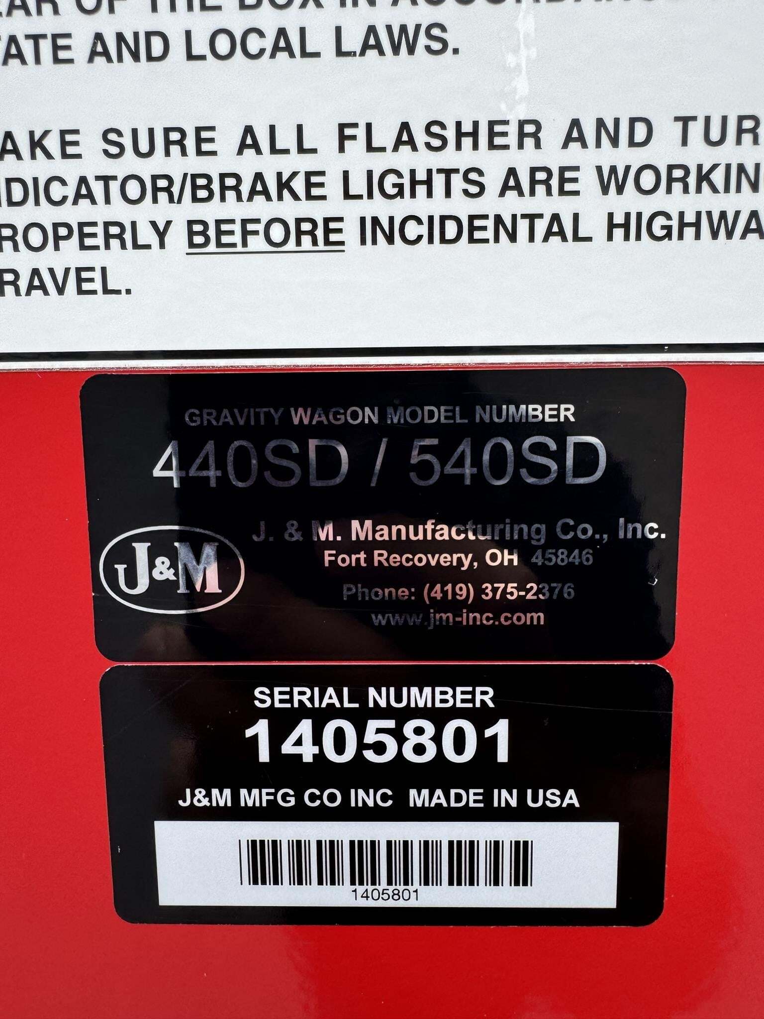 2014 J&M 540 Gravity Wagon