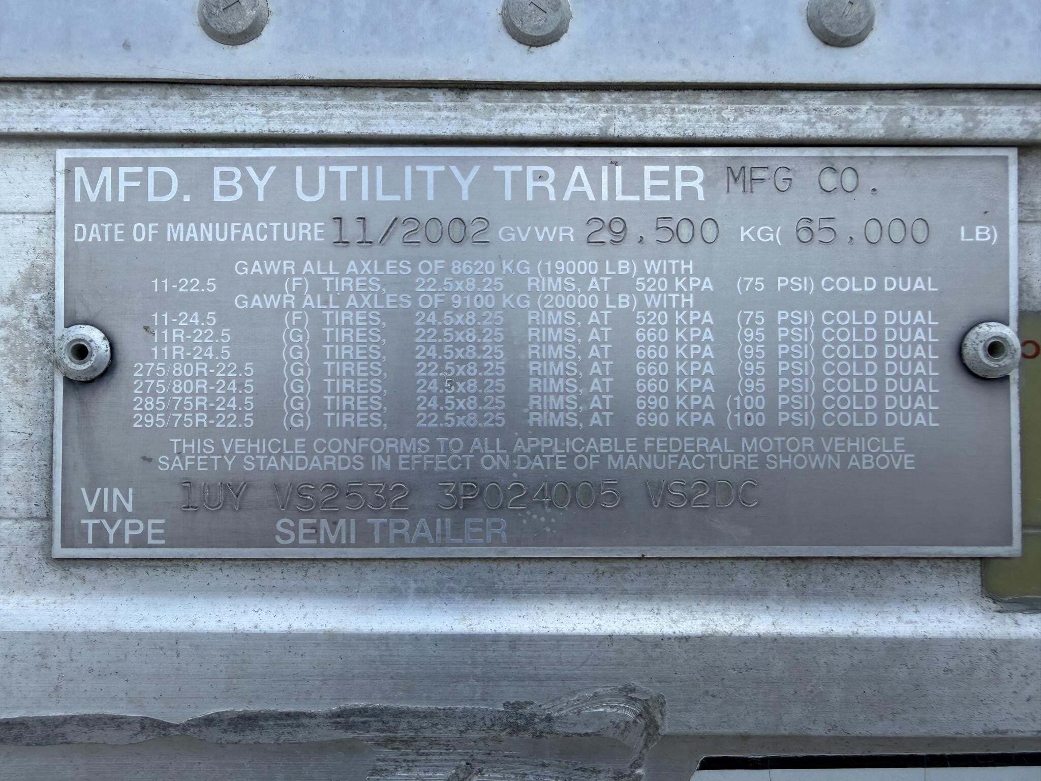 2003 Utility VS2DC Box Trucks/Trailer