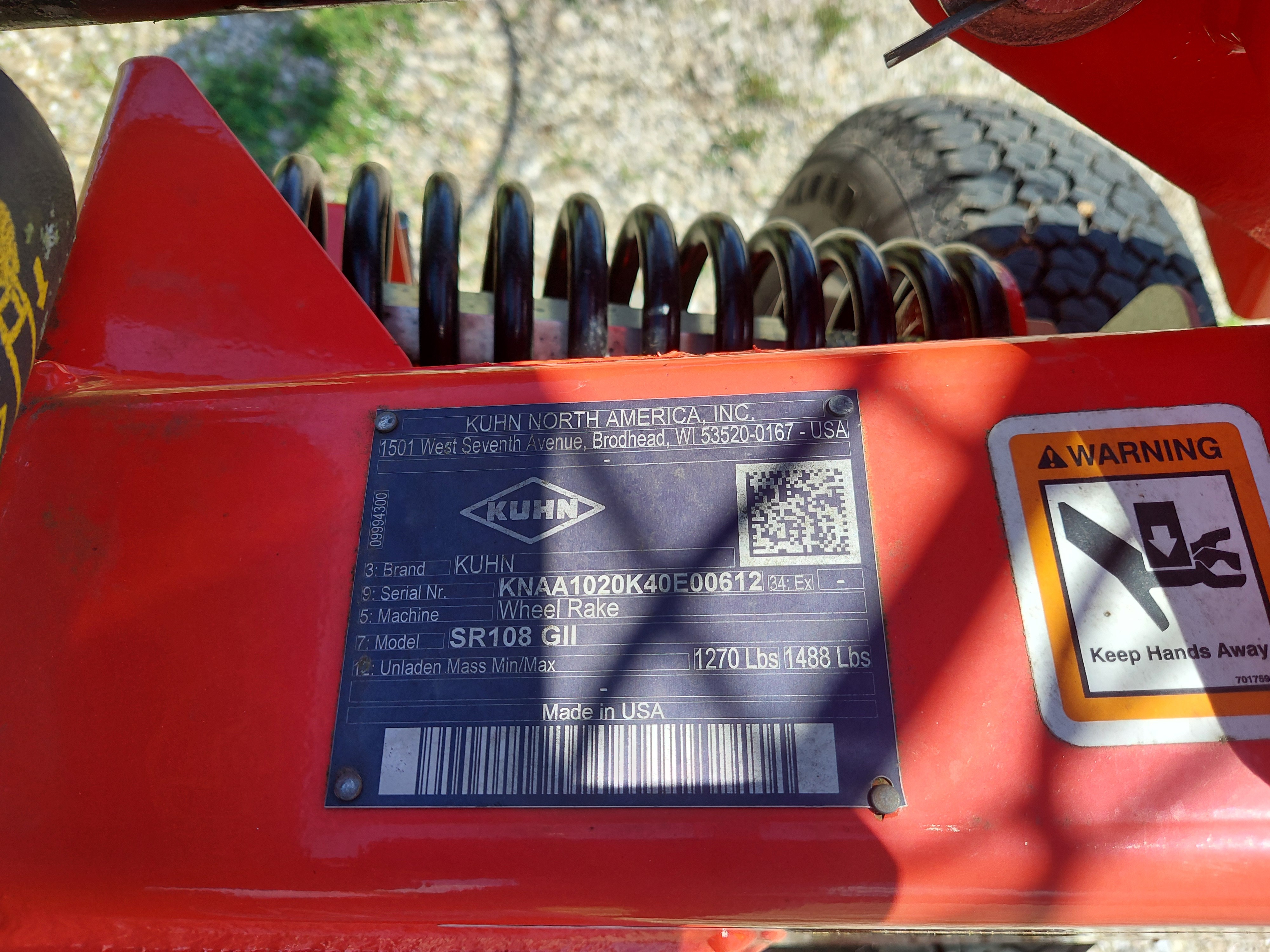 2020 Kuhn SR108 GII Rake