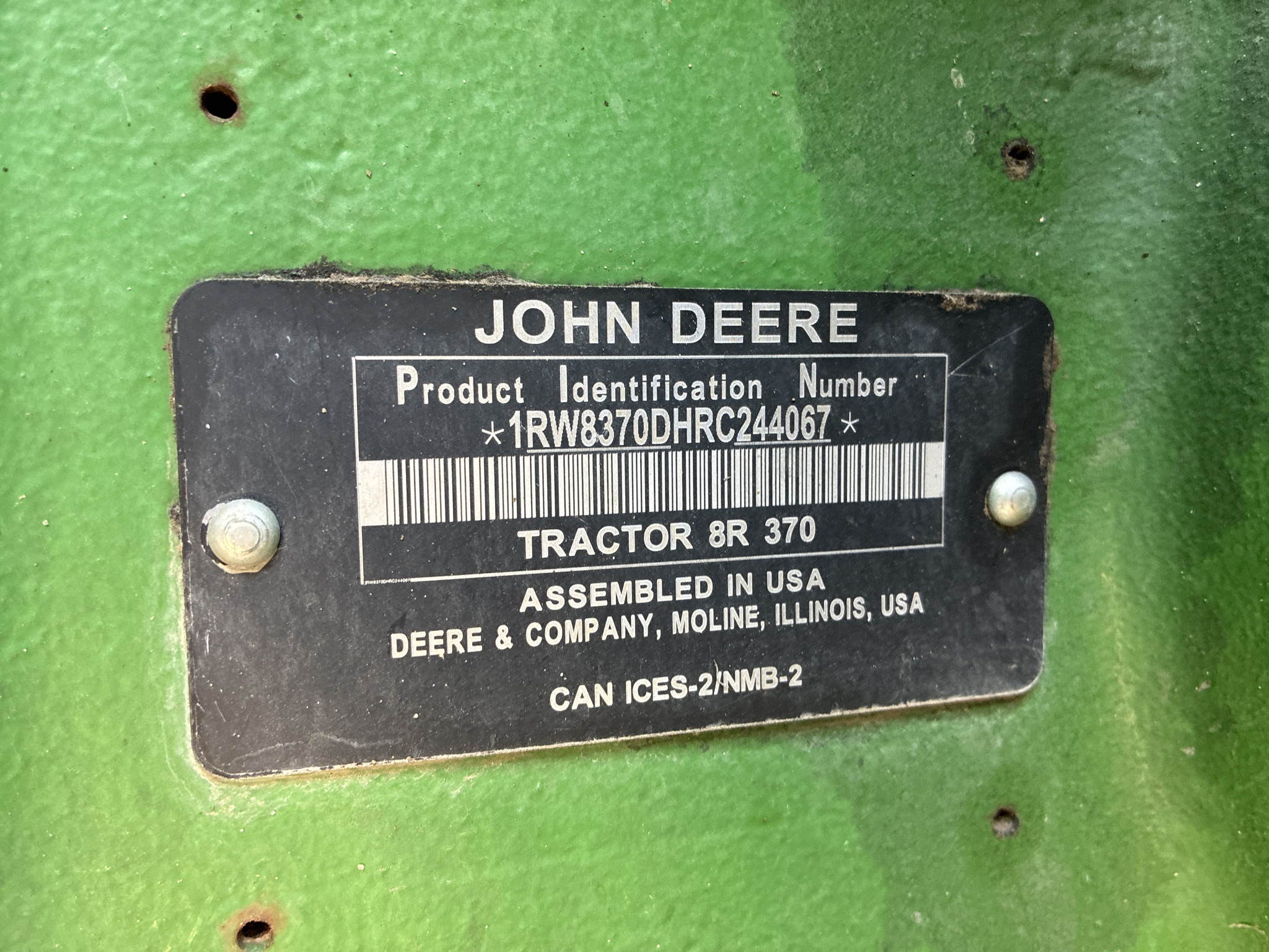 2024 John Deere 8R 370 Tractor