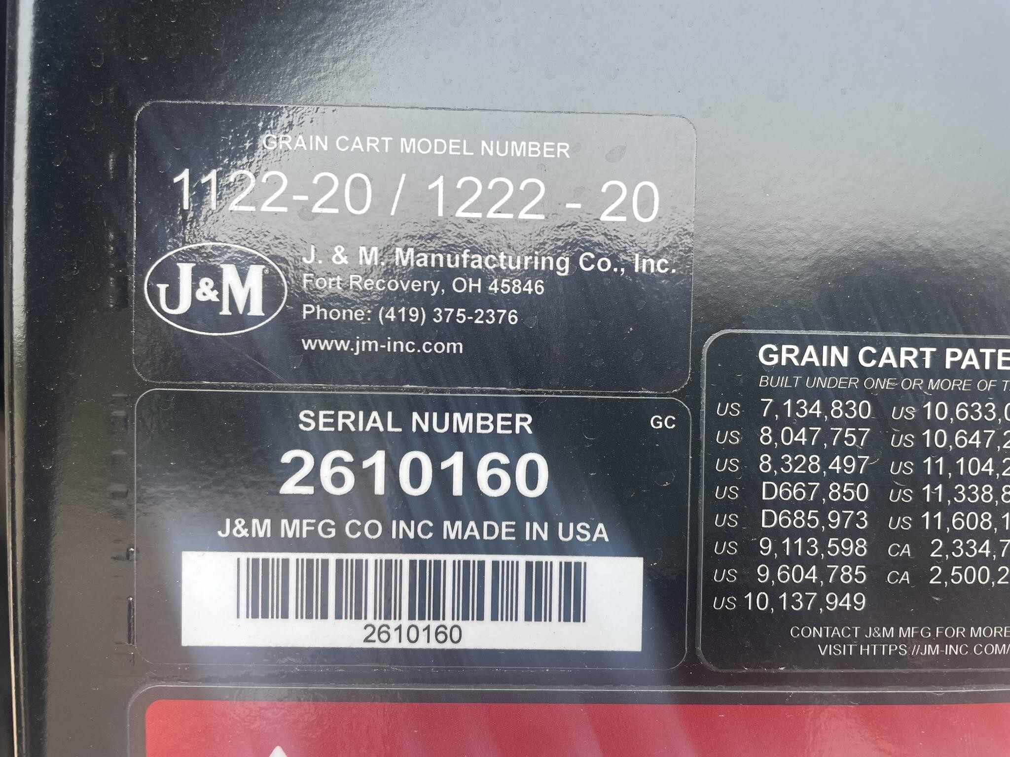 2026 J&M 1222-20S Grain Cart