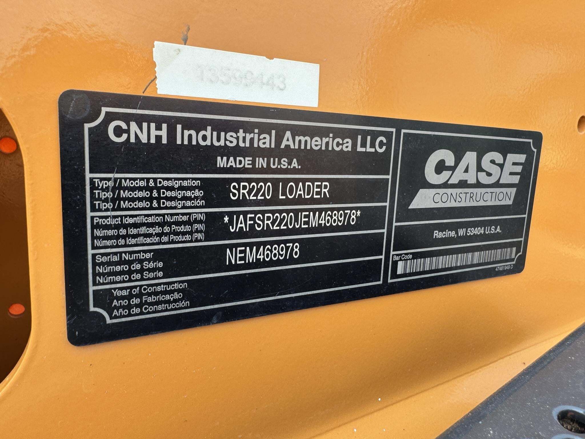 2014 Case SR220 Skid Steer