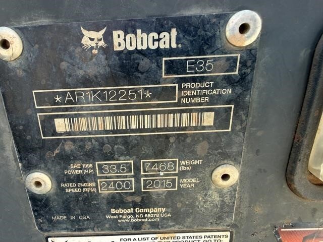 2015 Bobcat E35 Backhoe