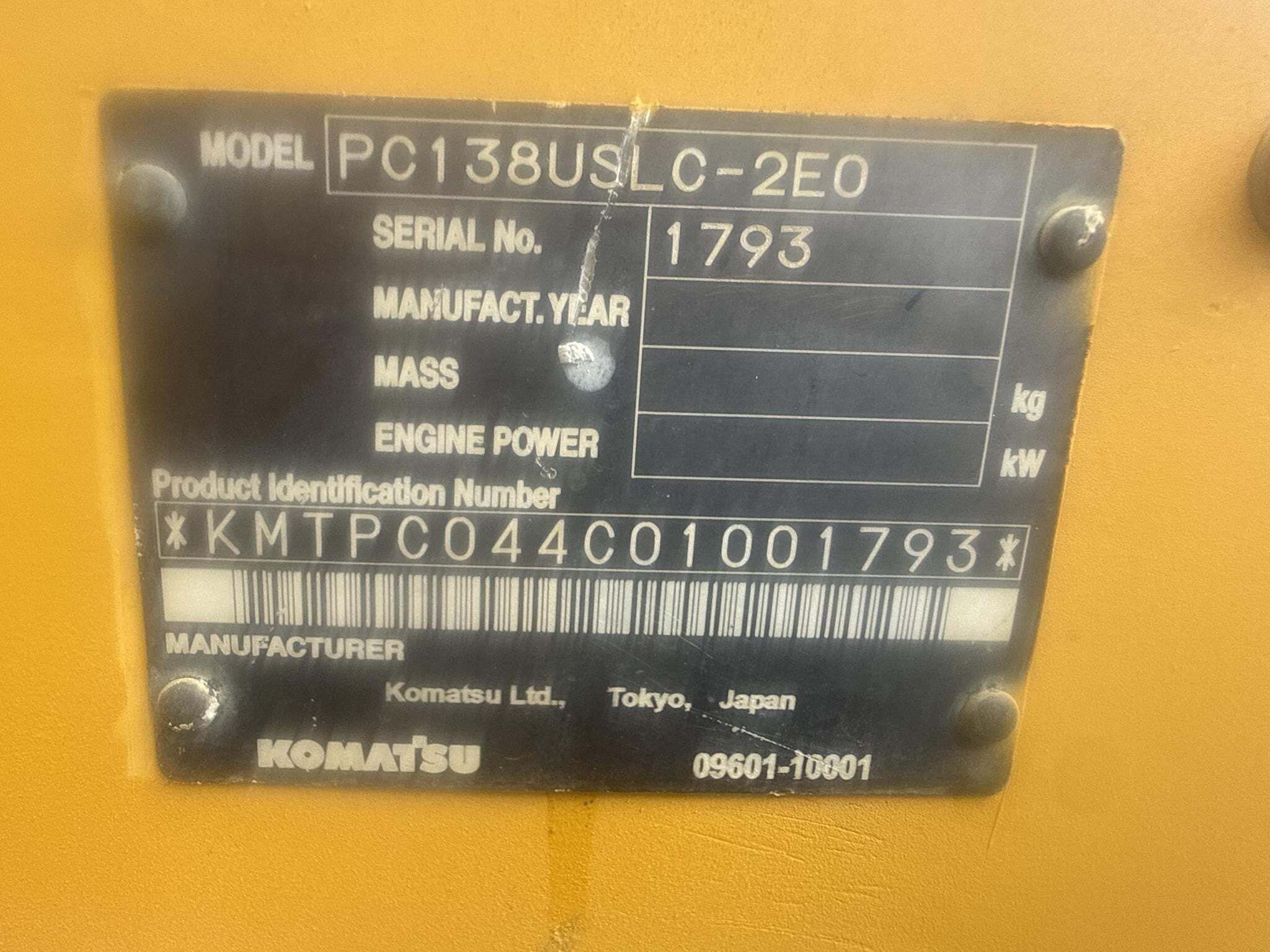 2006 Komatsu PC138US LC Excavator