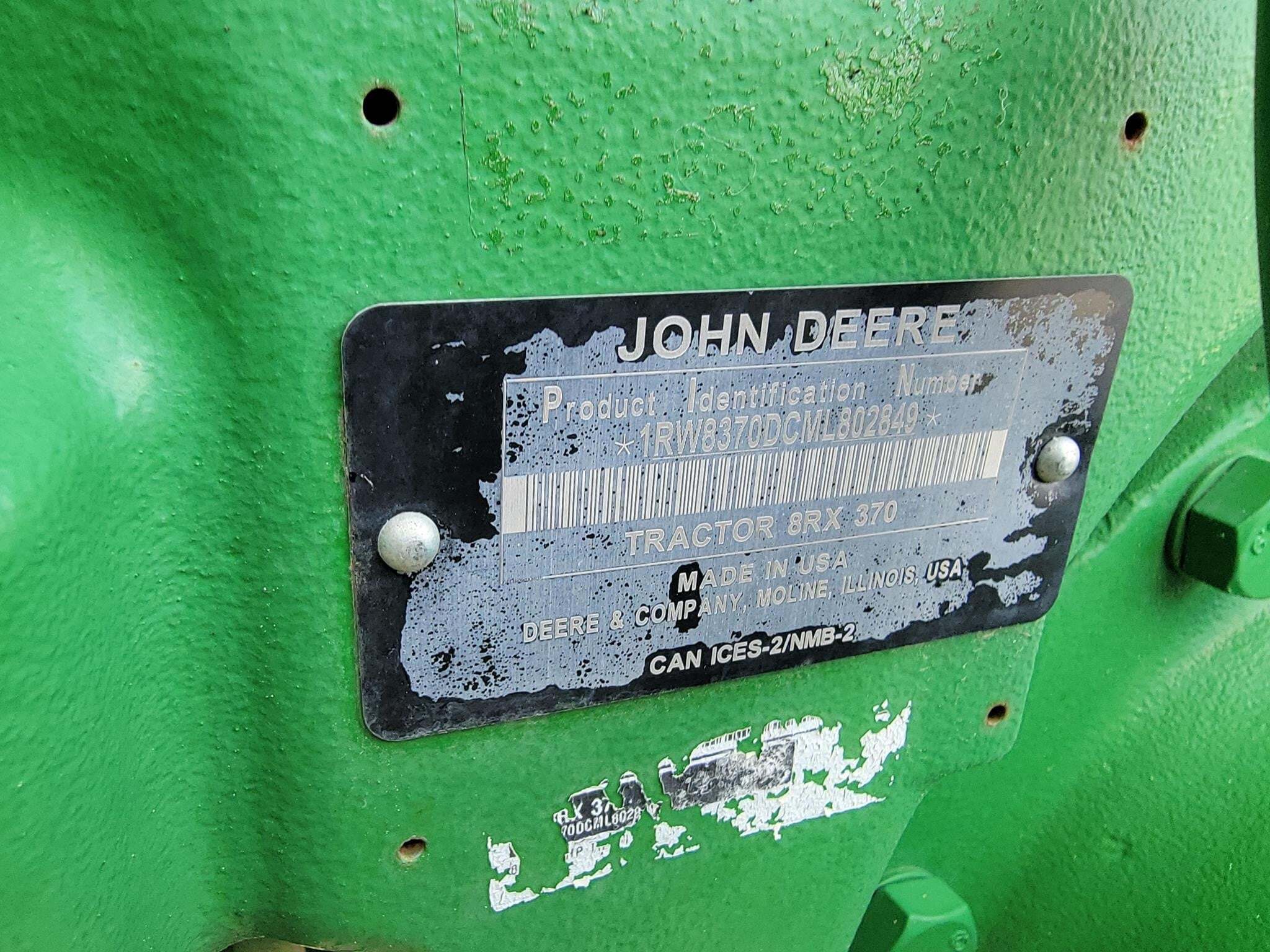 2021 John Deere 8RX 370 Tractor