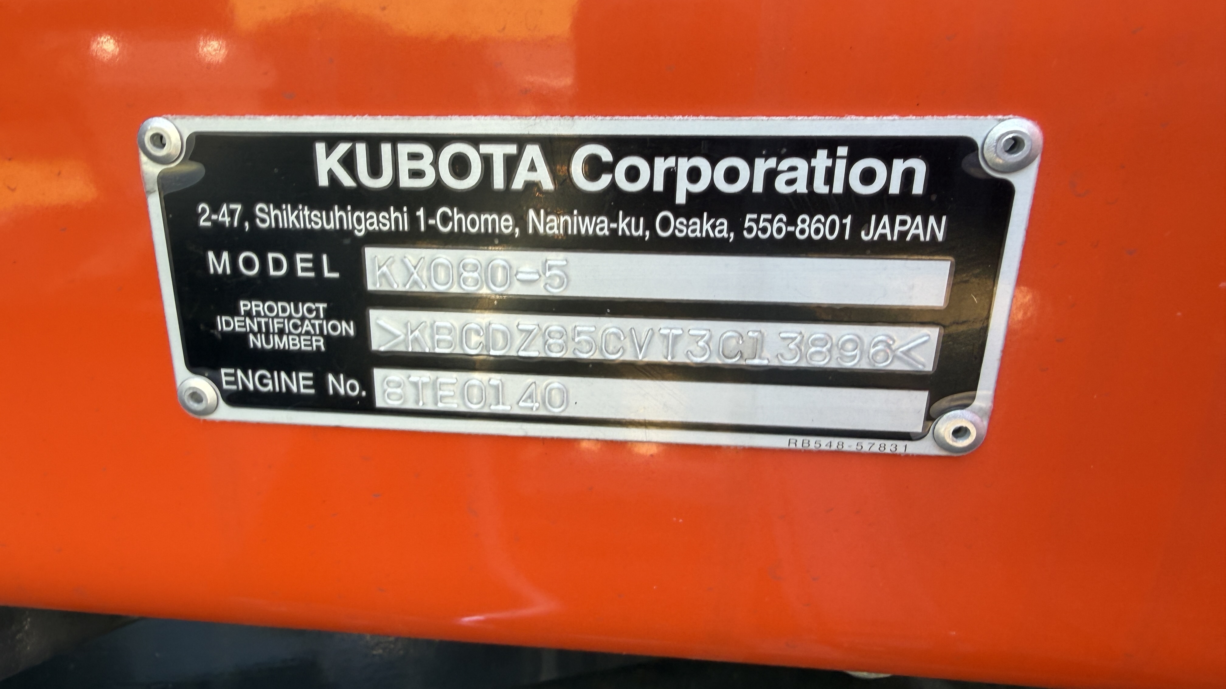 2026 Kubota KX080-5 Excavator