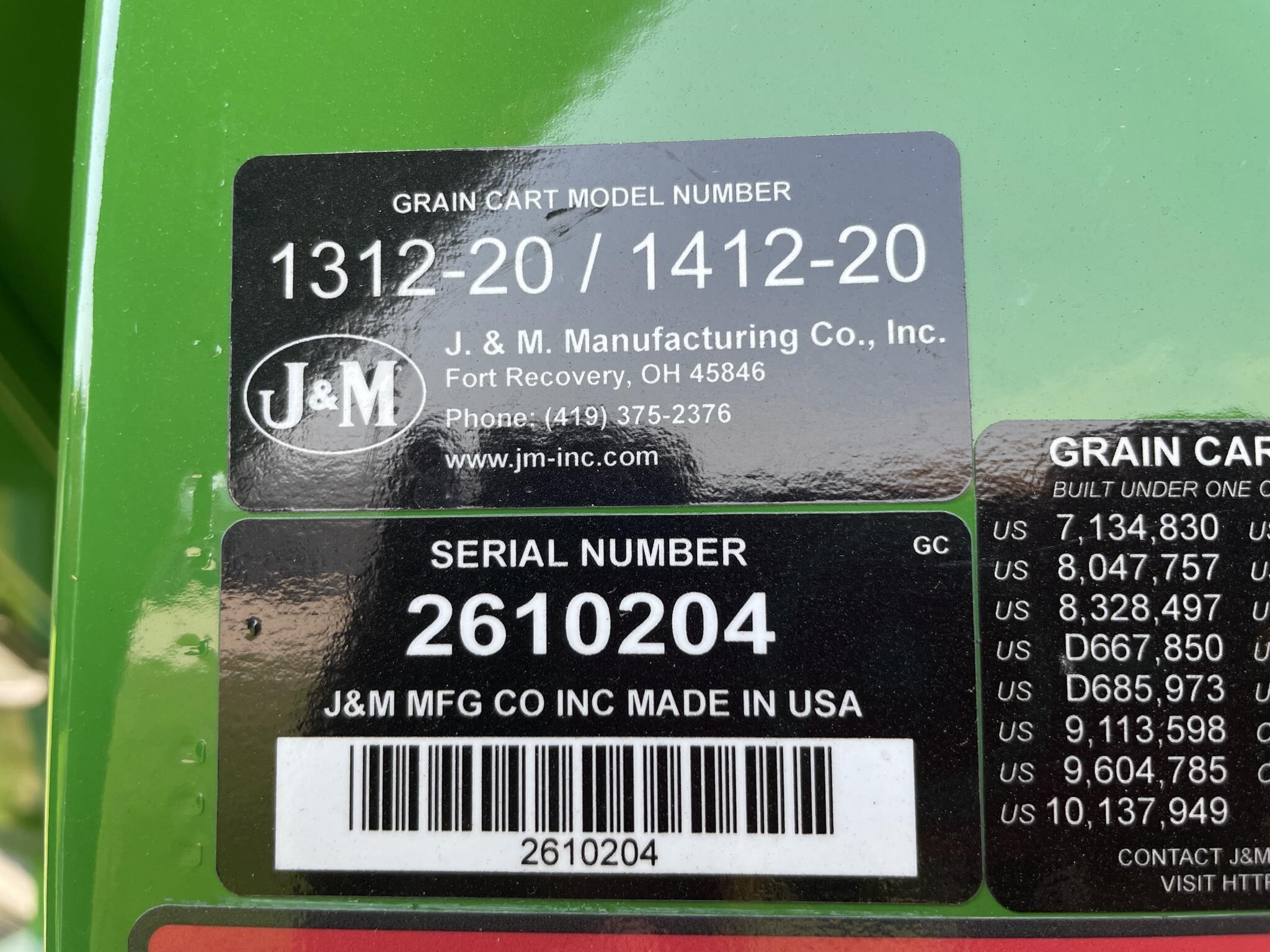 2026 J&M 1312-20S Grain Cart
