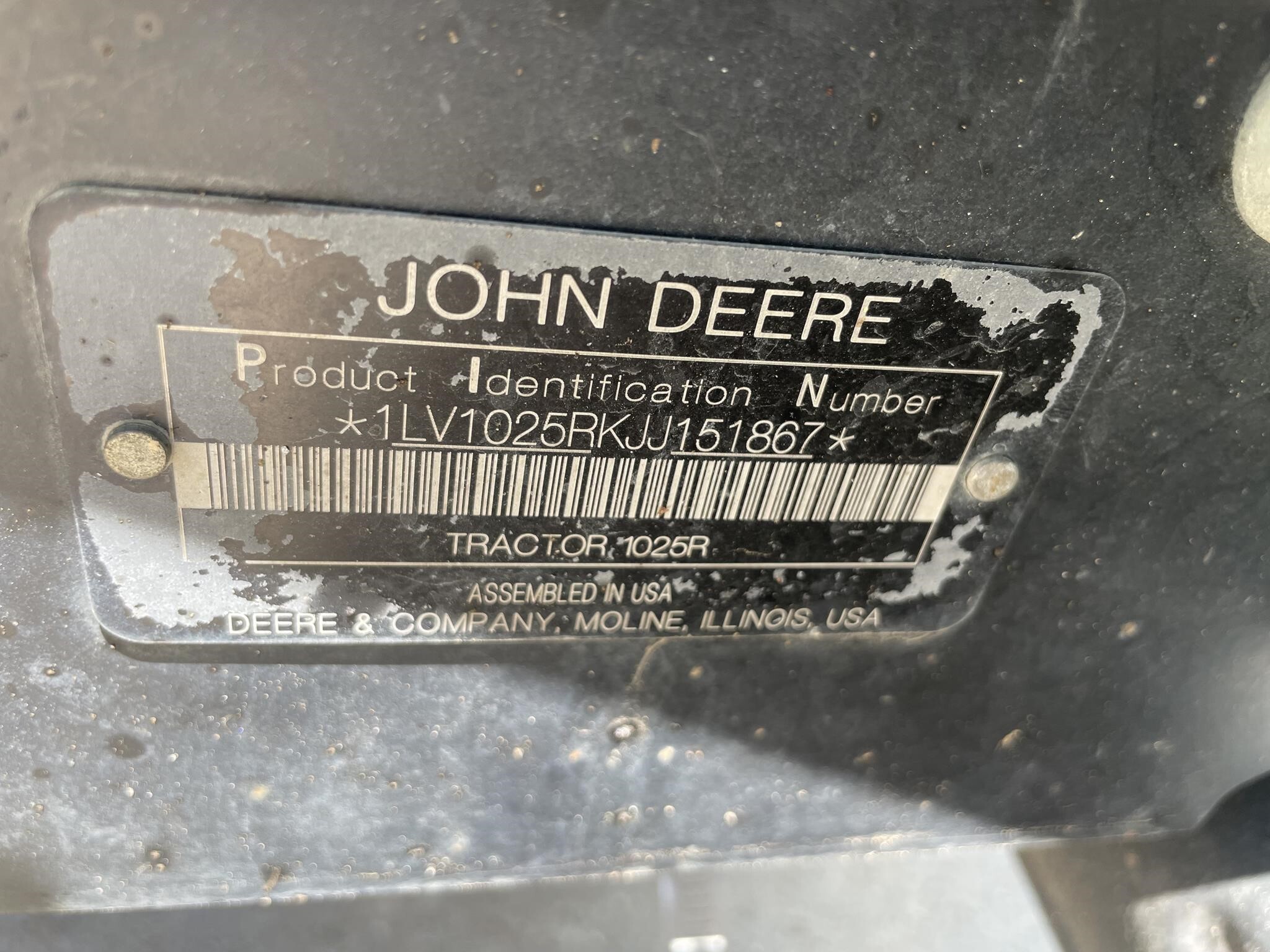2018 John Deere 1025R Tractor