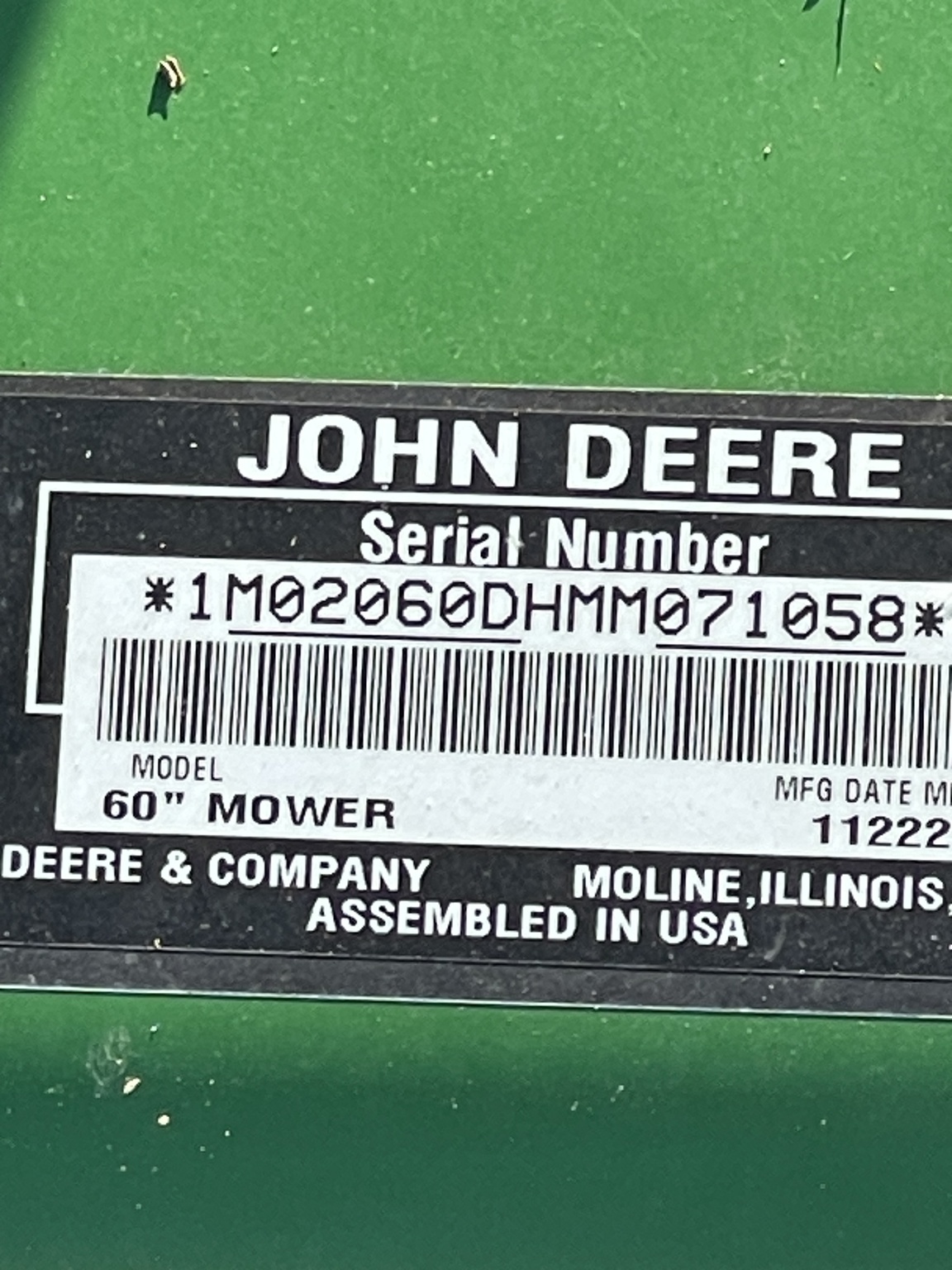2022 John Deere 60D Lawn Mower