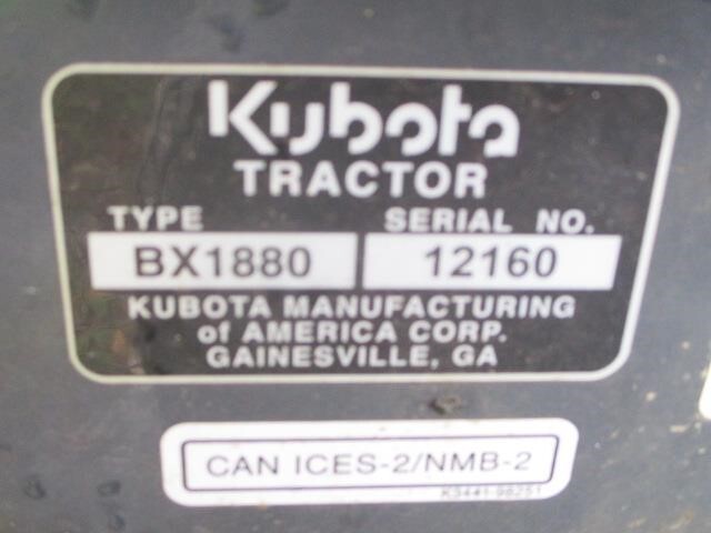  Kubota BX1880 Tractor