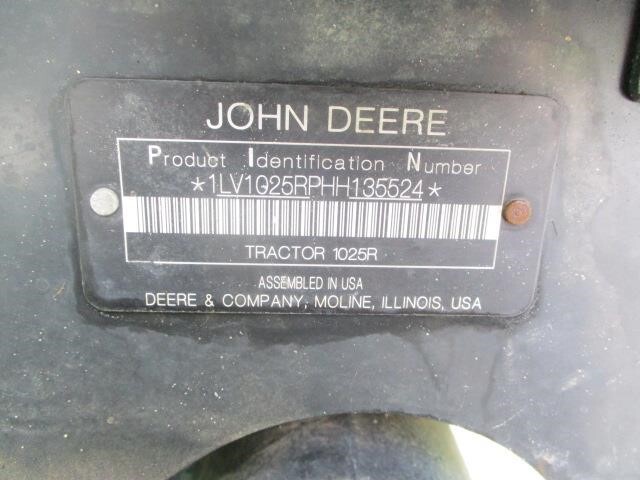 2018 John Deere 1025R Tractor