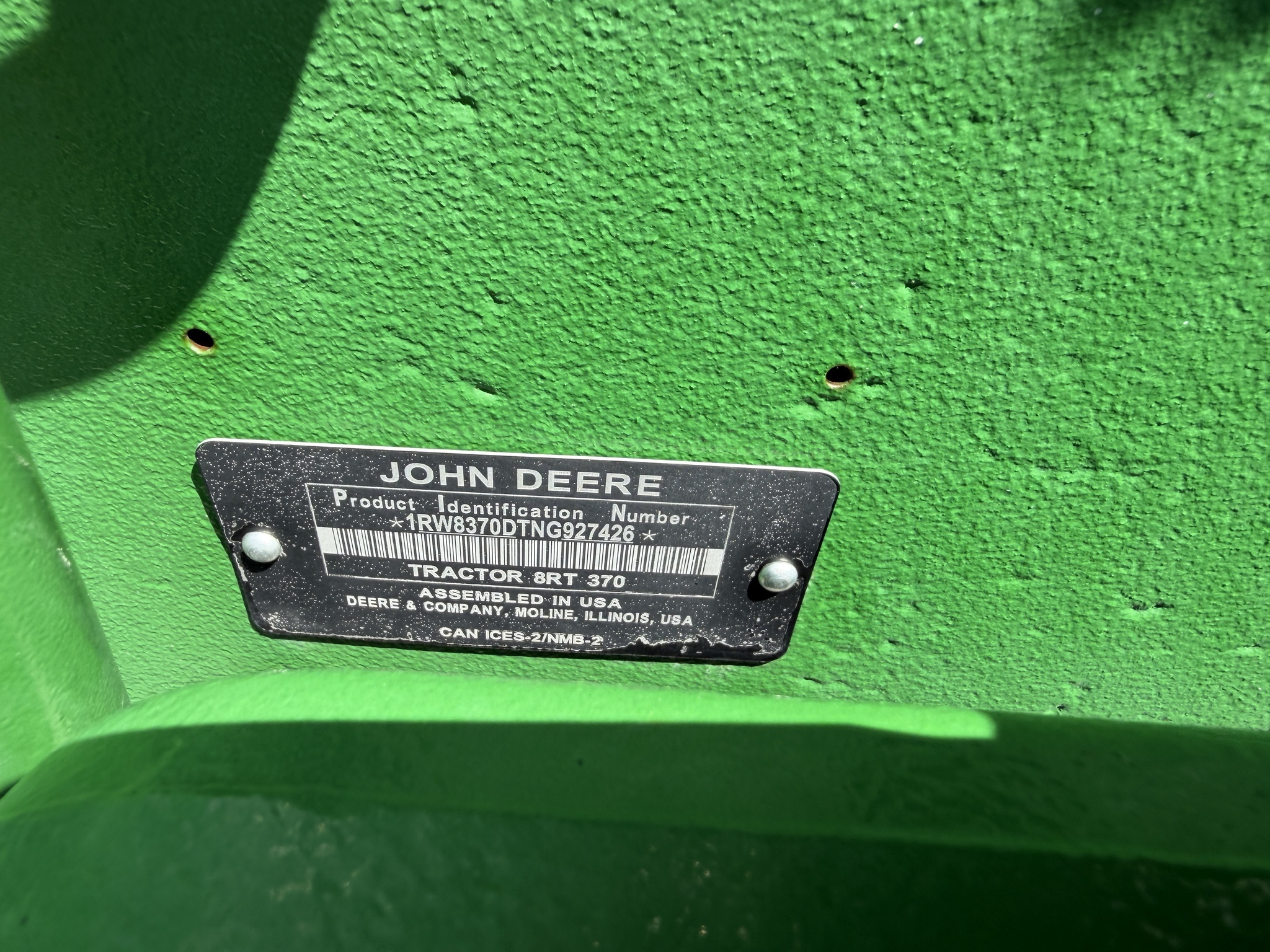 2022 John Deere 8RT 370 Tractor