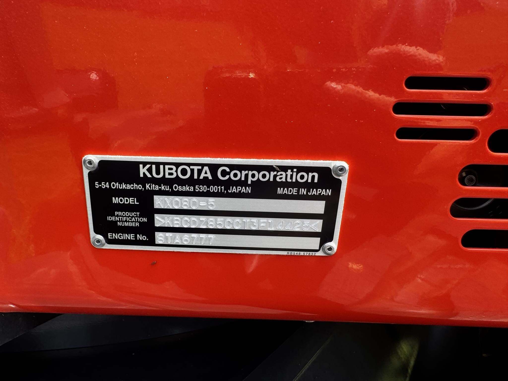  Kubota KX080-5 Excavator