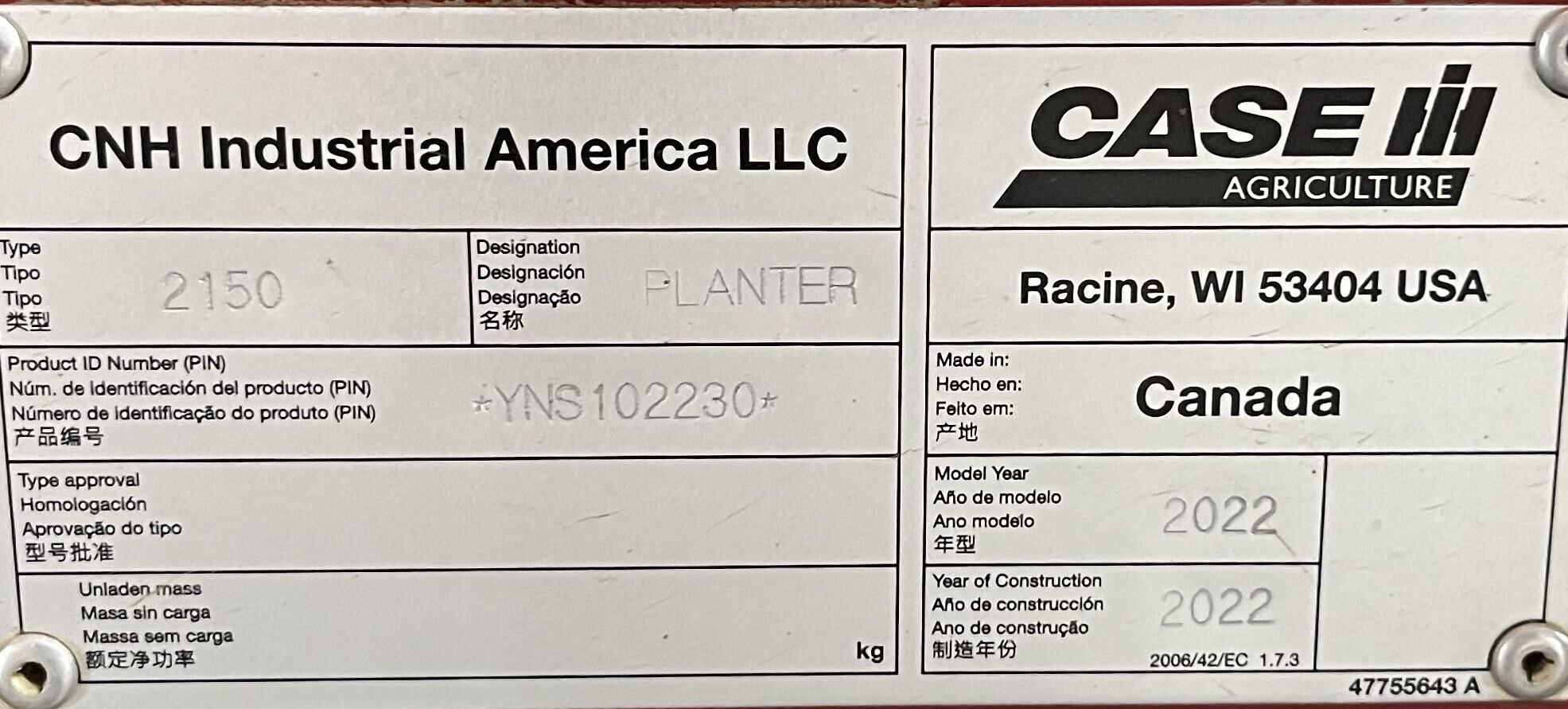 2022 Case IH 2150 Planter