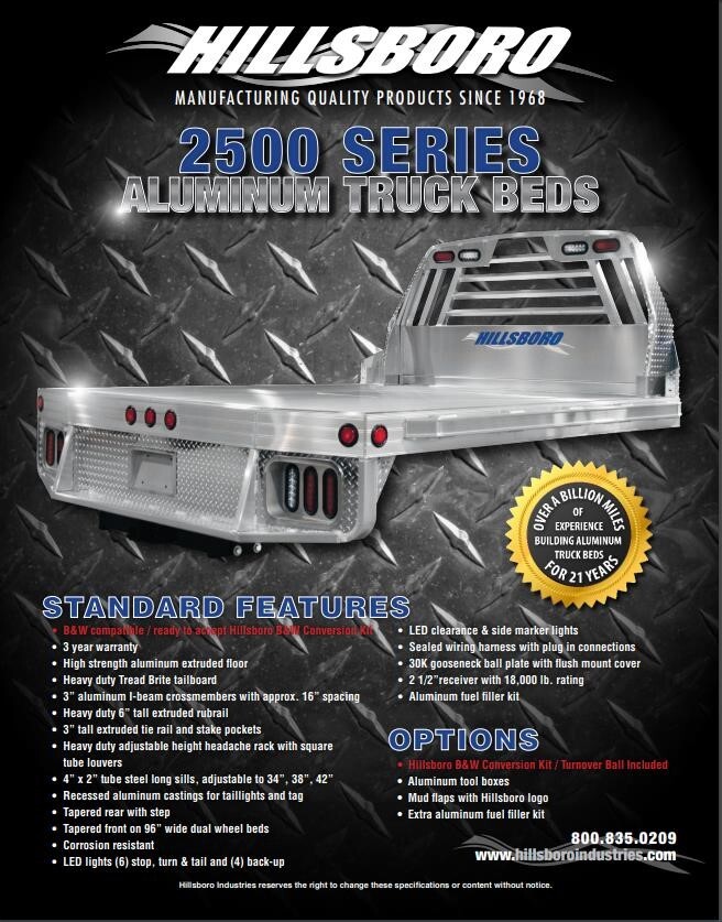 2022 Hillsboro 2500 Series Truck Bed