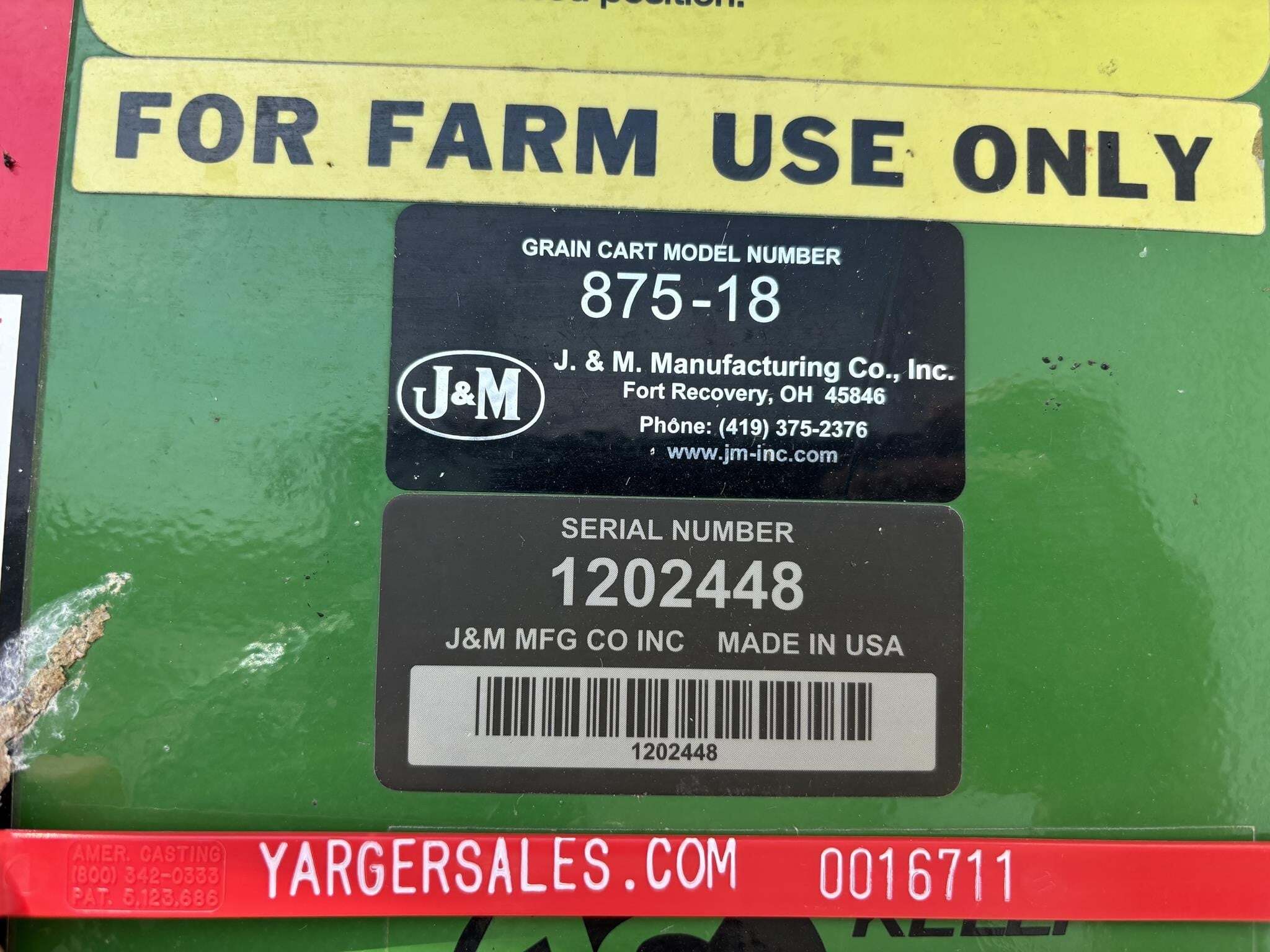  J&M 875-18 Grain Cart